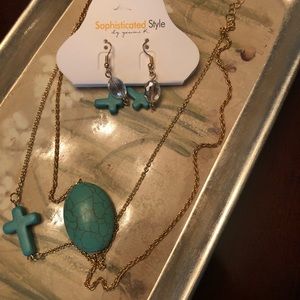 Cross necklace & earring set